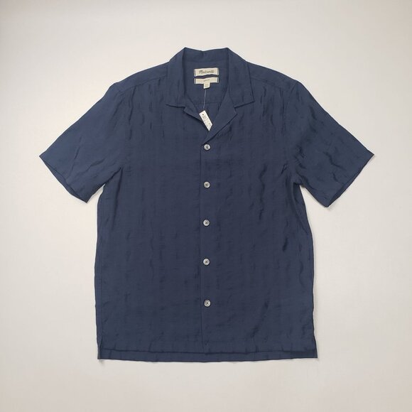Madewell Boxy Short-Sleeve Shirt in Jacquard Men Size XS Warm Midnight Blue NWT - Picture 13 of 16